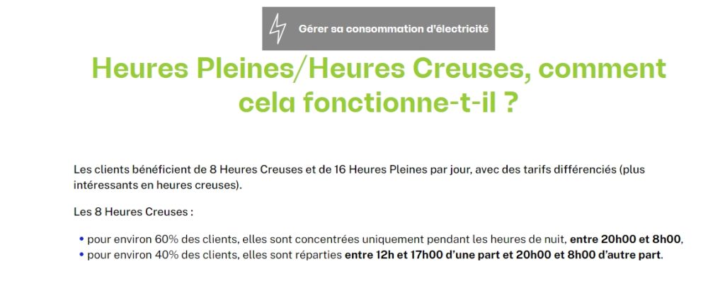 Illustration consacrée aux informations d’heures creuses